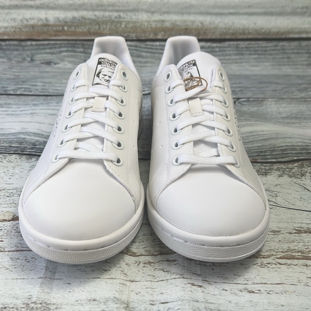Adidas Original Stan Smith J White/White/Silver Size 7 Big Kids - Picture 3 of 14